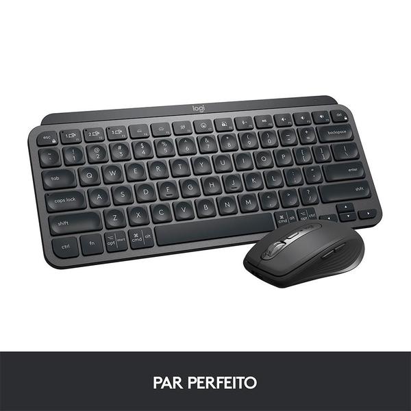 Imagem de Teclado Sem Fio Logitech MX Keys Mini, Iluminação Smart, Bluetooth, USB, Easy-Switch, Recarregável, Grafite - 920-010505