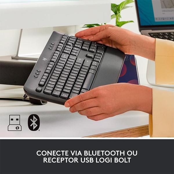 Imagem de Teclado Sem Fio Logitech Signature K650, Bluetooth, USB, Com Apoio para as Mãos, US, Grafite - 920-010911