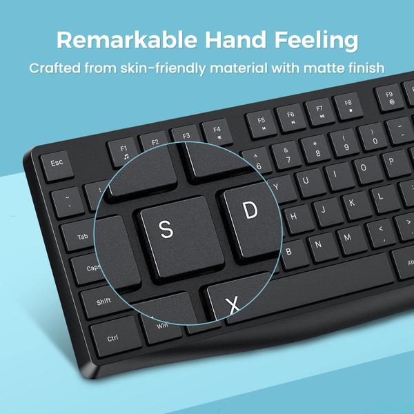 Imagem de Teclado sem fio Lovaky MK98 2.4G ergonômico de tamanho completo preto