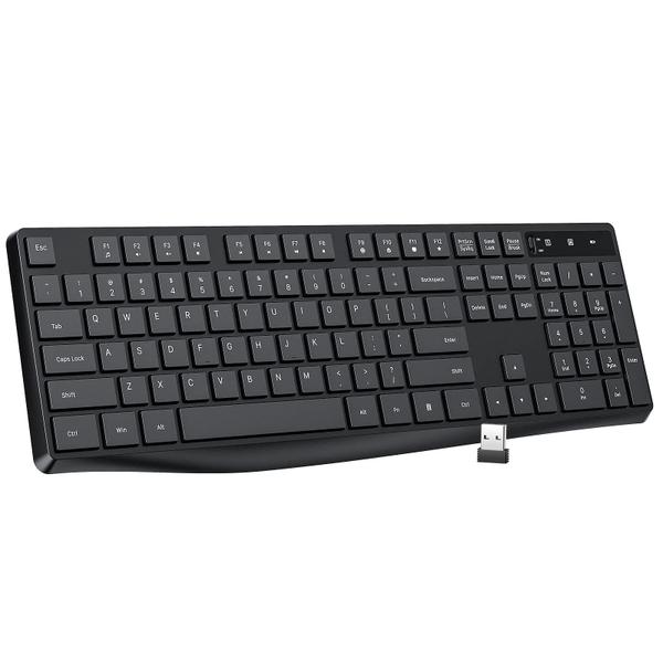 Imagem de Teclado sem fio Lovaky MK98 2.4G ergonômico de tamanho completo preto