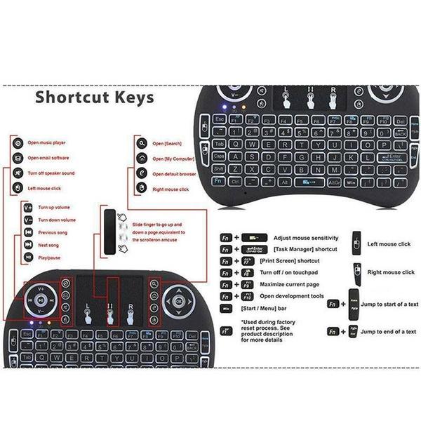 Imagem de Teclado sem fio mini portátil RGB para Android Smart TV Box PC Laptop