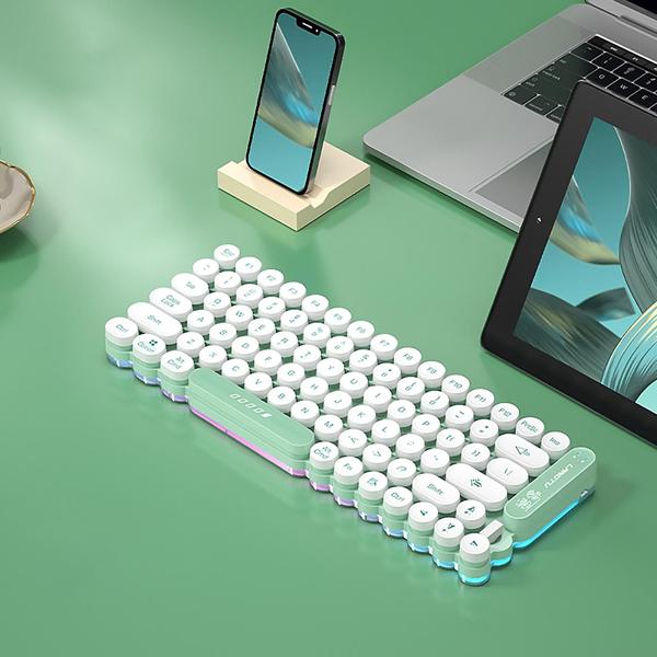 Teclado sem fio para jogos Multi-dispositivo Bluetooth e 2.4g Para Celular Tablet Pc Punk Keycaps Silencioso Leve Conveniente Escritório Iluminação Rgb - HUOGUO Imagem de Teclado sem fio para jogos Multi-dispositivo Bluetooth e 2.4g Para Celular Tablet Pc Punk Keycaps Silencioso Leve Conveniente Escritório Iluminação Rgb