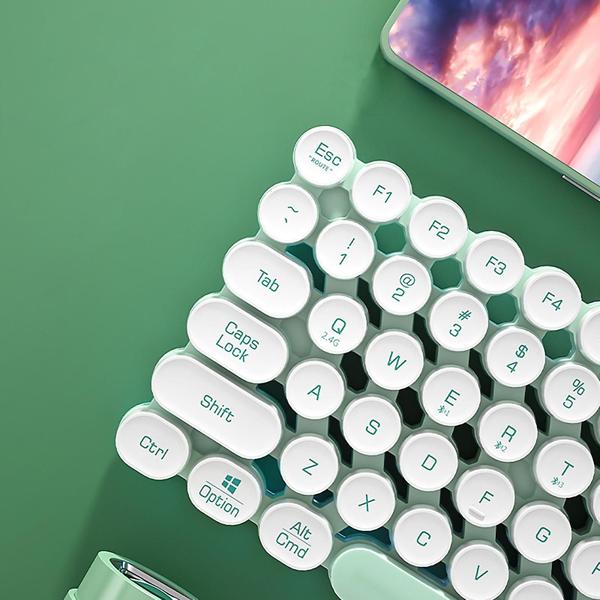 Teclado sem fio para jogos Multi-dispositivo Bluetooth e 2.4g Para Celular Tablet Pc Punk Keycaps Silencioso Leve Conveniente Escritório Iluminação Rgb - HUOGUO Imagem de Teclado sem fio para jogos Multi-dispositivo Bluetooth e 2.4g Para Celular Tablet Pc Punk Keycaps Silencioso Leve Conveniente Escritório Iluminação Rgb