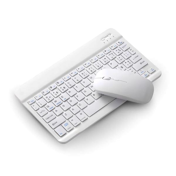 Imagem de Teclado sem Fio Recarregável + Mouse Slim Branco Bluetooth