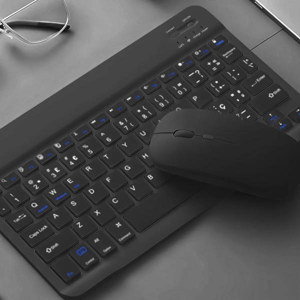 Imagem de Teclado sem Fio Recarregável + Mouse Slim Preto c/ Bluetooth