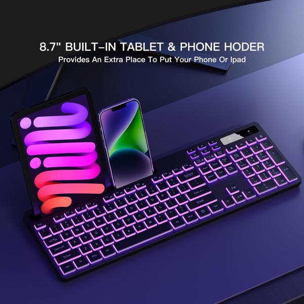 Imagem de Teclado sem fio Soueto de 7 cores RGB retroiluminado em tamanho real