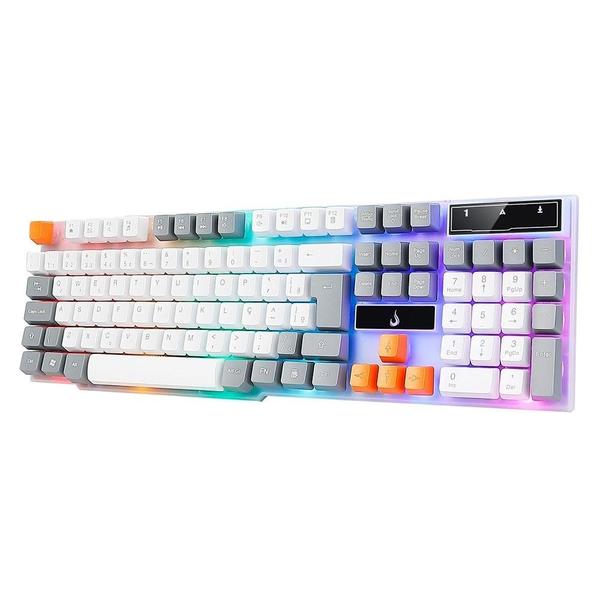 Imagem de Teclado Semi-Mecânico Gamer Rise Mode G1, Rainbow, USB, Branco e Cinza - RM-TG-01-WG