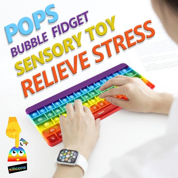 Imagem de Teclado sensorial Toy Exun Push Pops Bubble Fidget Rainbow