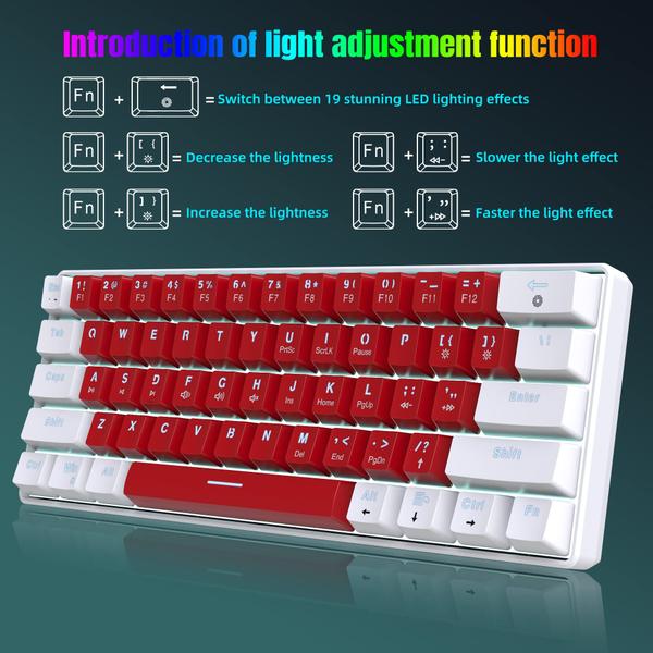 Imagem de Teclado Snpurdiri Wired 60% mecânico para jogos LED branco