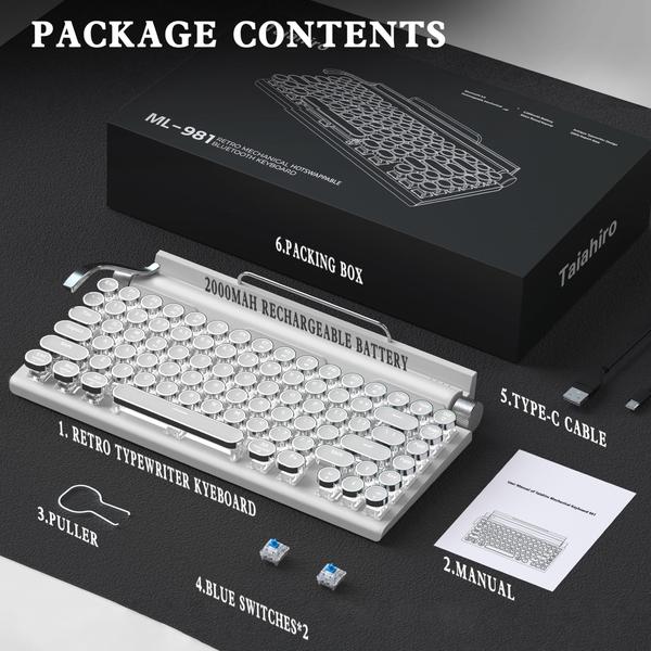 Imagem de Teclado Taiahiro Retro Typewriter Wireless Mechanical