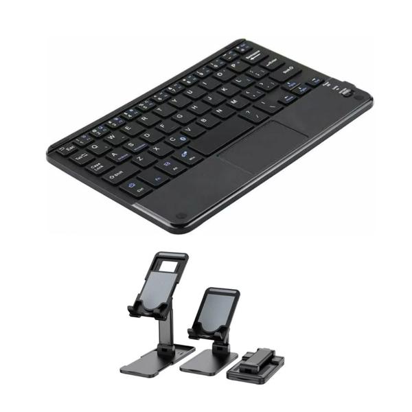 Teclado Touchpad Recarregável + Suporte Para Tablet Amazon Fire HD 10 2021 - Fam Imagem de Teclado Touchpad Recarregável + Suporte Para Tablet Amazon Fire HD 10 2021