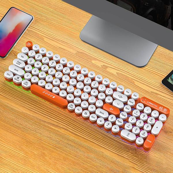 Imagem de Teclado Tri-mode 2.4ghz teclado de membrana bluetooth silencioso fino e leve conveniente computador de escritório iluminação rgb