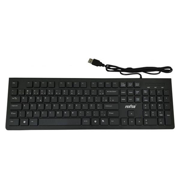 Imagem de Teclado Ultra Fino Feasso Chocolate Usb Fatc-22 Bom