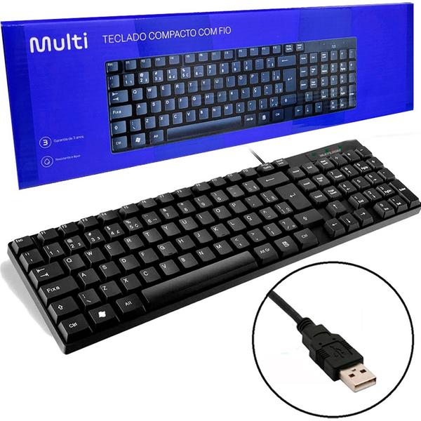 Imagem de Teclado Usb Basico com Fio Slim Multilaser Macio Para PC Console TC193