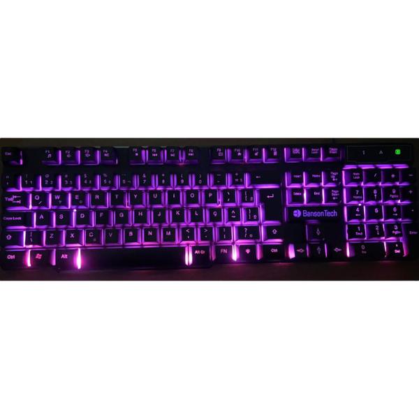 Imagem de Teclado Usb Com 3 Cores De Led Gamer Digitação Anti Ghosting