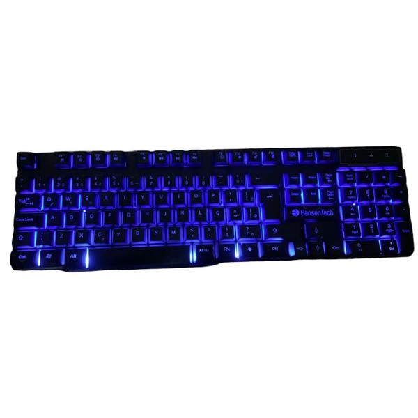 Imagem de Teclado Usb Com 3 Cores De Led Gamer Digitação Anti Ghosting