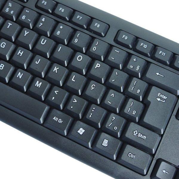 Imagem de Teclado Usb com Fio Padrão ABNT2 Computador Pc Notebook Escritório Standard Exbom BK-102 Preto