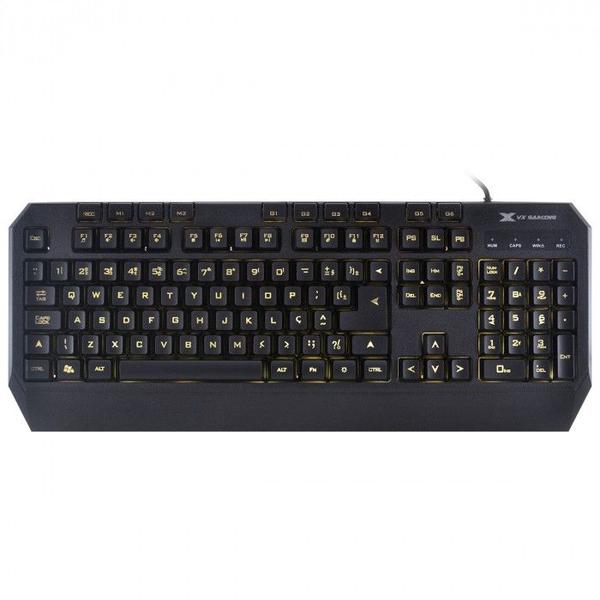 Imagem de Teclado usb gamer vx gaming draco com macros, multimidia led 3 cores cabo 1.8 metros abnt2 preto - gt400