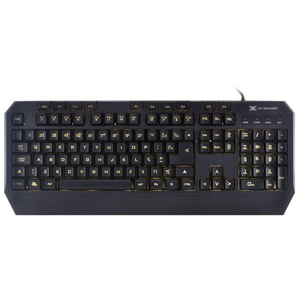 Imagem de Teclado usb gamer vx gaming draco com macros, multimidia led 3 cores cabo 1.8 metros preto - gt400