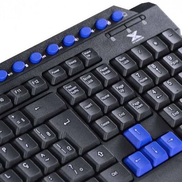 Imagem de Teclado usb gamer vx gaming dragon v2 abnt2 1.8m preto com azul - gt102