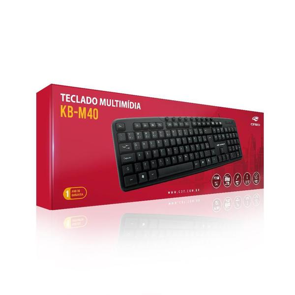 Imagem de Teclado Usb Multimidia C3Tech Kb-M40 Preto Escritório Com Nf