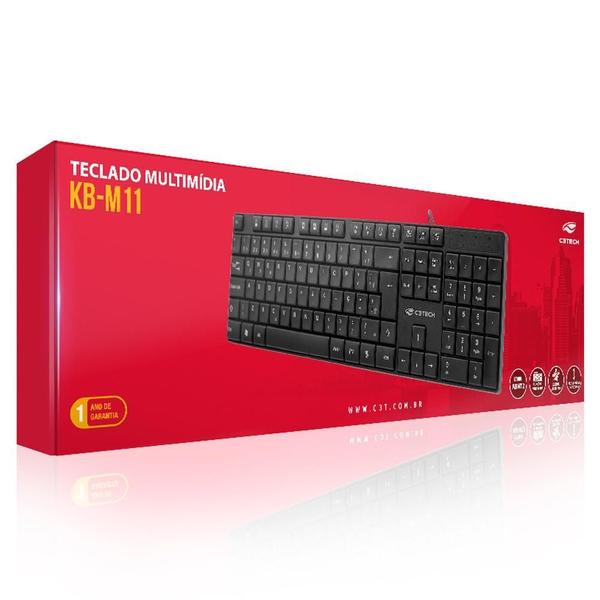 Imagem de Teclado Usb Multimídia Kb-M11Bk Preto - C3Tech