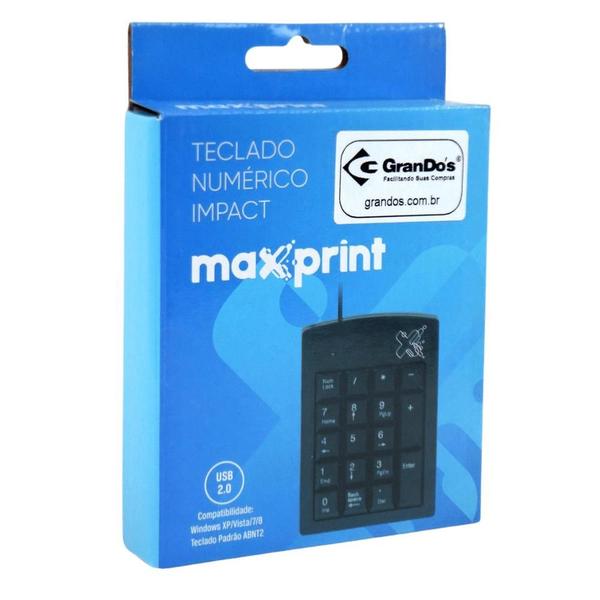 Imagem de Teclado Usb Numérico Impact Preto 6013 Maxprint - Un