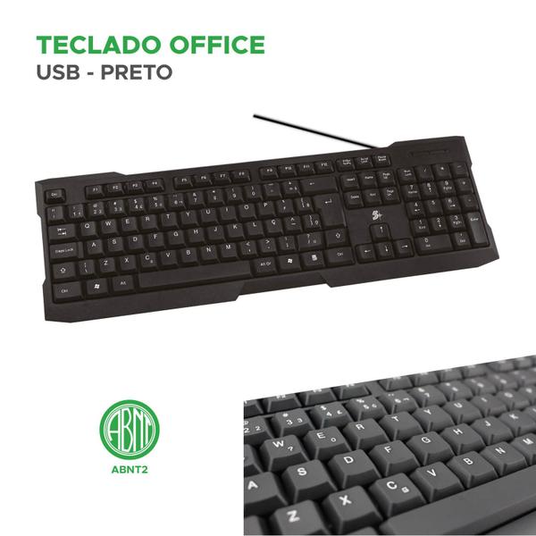 Imagem de Teclado Usb Office Design Ergonômico Plug And Play 1,3m Cabo