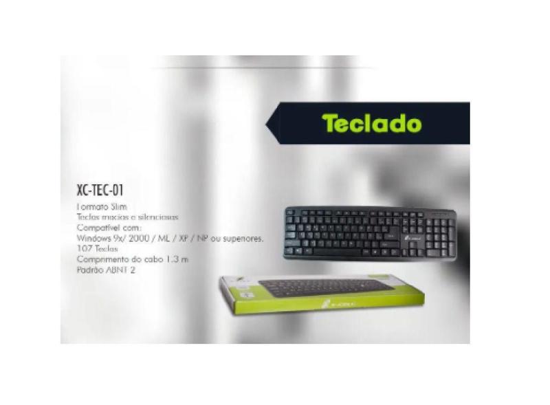 Imagem de Teclado Usb Preto Slim Abnt Ptbr Xcell XC-TEC-01 - X-Cell