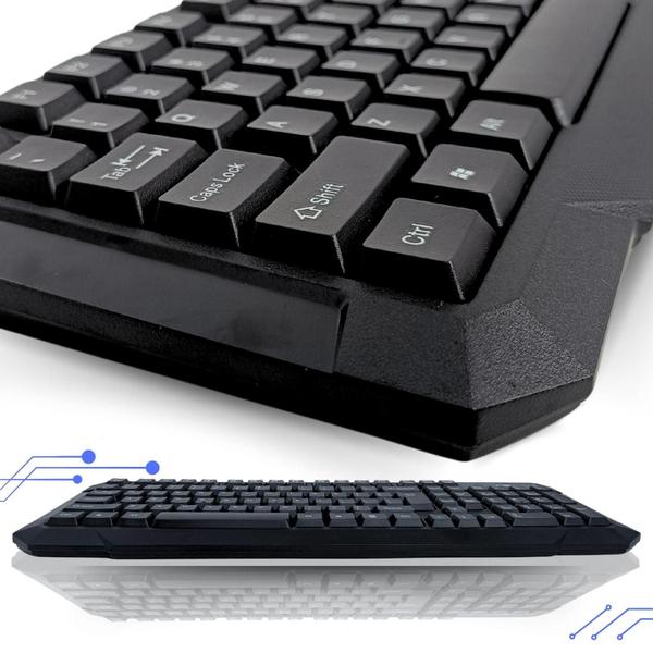 Imagem de Teclado Usb Sem Fio + MouseComputador Notebook Wireless Kit Cor Preto Windowns Sensor 