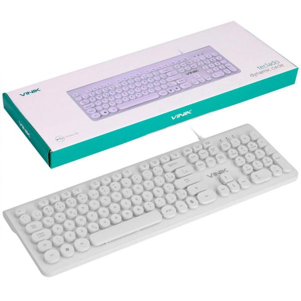 Imagem de Teclado Vinik Dynamic Circle, USB, ABNT2, Branco - DC110B