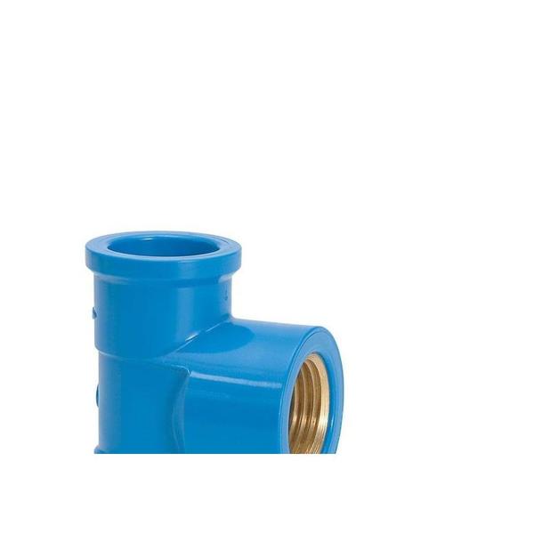 Imagem de Tee Azul Amanco Liso/Liso/Rosca 20Mm X 1/2''  10422/11842 ./ Kit Com 24