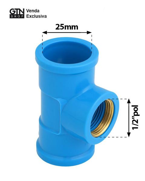 Imagem de Tee Azul Bucha Latão 25mm x 1/2"pol 20 Peças Krona