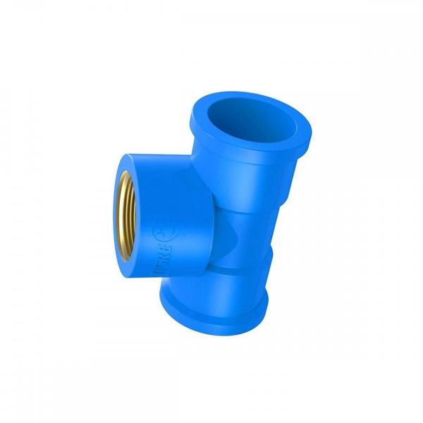 Imagem de Tee Azul Tigre Liso Liso Rosca 25Mm X 3/4''  35288376 ./ Kit Com 15