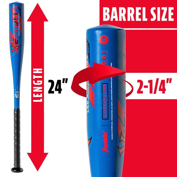 Imagem de Tee Ball Bat Franklin Sports Venom Aluminium 24 polegadas/370 g, azul