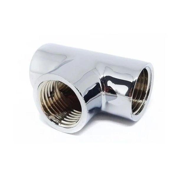 Imagem de Tee Conexão Terminal T Metal Cromado 1/2" Quente e Frio - Metal Rei