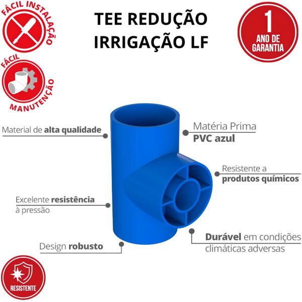 Imagem de Tee De Redução Para Irrigação 75 x 50mm Azul Durín