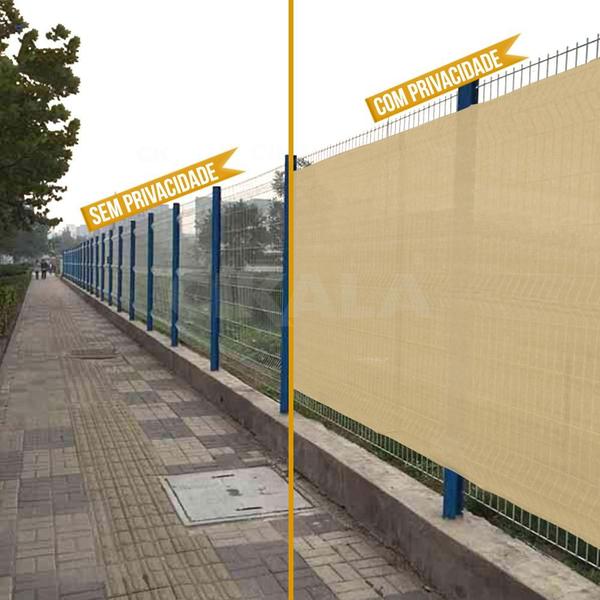Imagem de Tela Barreira Privacidade Areia 2x1 Metros Com Acabamento Cerca de Proteção Shade 200 G/m2 