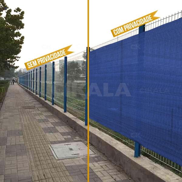 Imagem de Tela Barreira Privacidade Azul 25x2 Metros Com Acabamento Cerca de Proteção Shade 200 G/m2