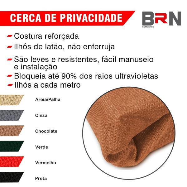 Imagem de Tela Cerca de Privacidade e Proteção Trama 90% Com Ilhós a Cada Metro Chocolate 2x1 Metros