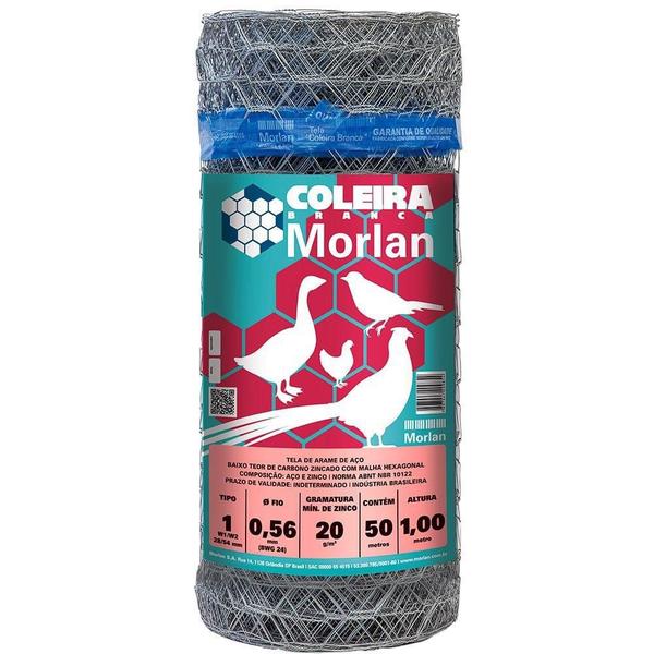 Tela Coleira Branca para Pinteiro 1 x 24 x 1,00m 50m - Morlan Imagem de Tela Coleira Branca para Pinteiro 1 x 24 x 1,00m 50m