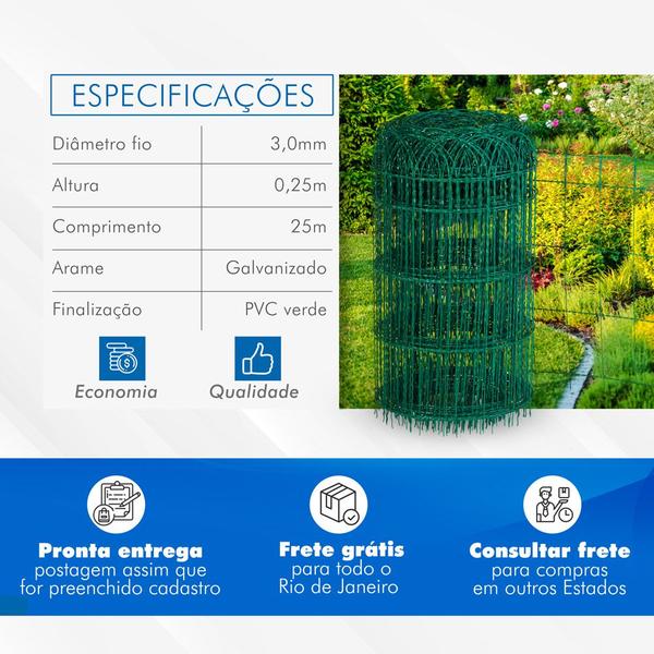 Tela De Jardim Decorativa 25x0,25m Pvc Verde - São Jorge - SAO JORGE Imagem de Tela De Jardim Decorativa 25x0,25m Pvc Verde - São Jorge