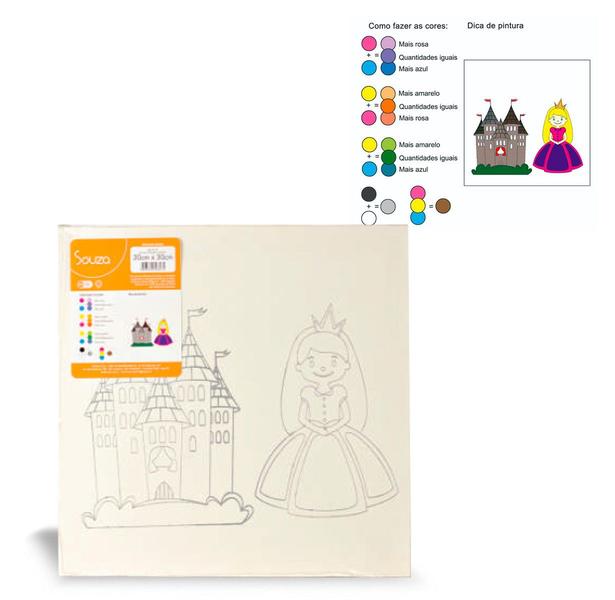 Tela de Pintura Riscada 30 x 30 cm - Desenho Castelo - Souza Referência 8159 Imagem de Tela de Pintura Riscada 30 x 30 cm - Desenho Castelo - Souza Referência 8159