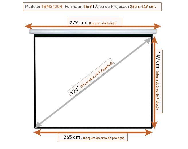 Imagem de Tela de Projeção Retrátil Manual Tbms120h (265 x 149 cm)