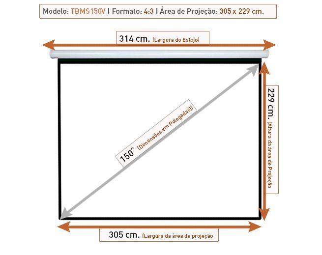 Imagem de Tela de Projeção Retrátil Manual Tbms150v (305 x 229 cm)