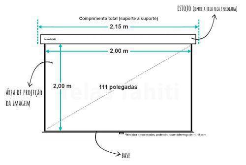 Imagem de Tela de Projeção Retrátil Standard Tahiti 1:1 QD 111 Polegadas 2,00 m x 2,00 m TTRS-008