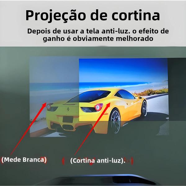 Imagem de Tela De Projetor Portátil Cinza De Metal De 60-133 Polegadas Anti-luz 16:9 Com Borda Preta E Furos