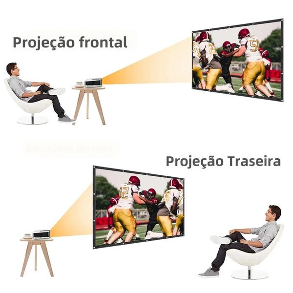 Imagem de Tela de Projetor Portátil HD - 60 a 150 Polegadas - Para Cinema em Casa e Ao Ar Livre