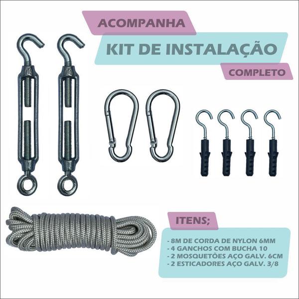 Imagem de Tela De Sombreamento Solar Shade 4x2m Cinza E Kit Instalação