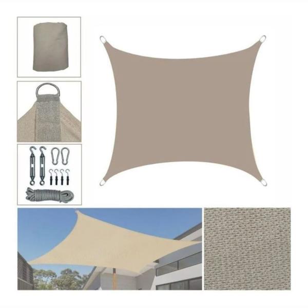 Imagem de Tela De Sombreamento Solar Shade 6x4m Areia E Kit Instalação